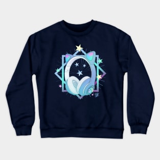 HEADPHONES WITH CAT EARS - MUSIC AND COLORS - BLUE Crewneck Sweatshirt